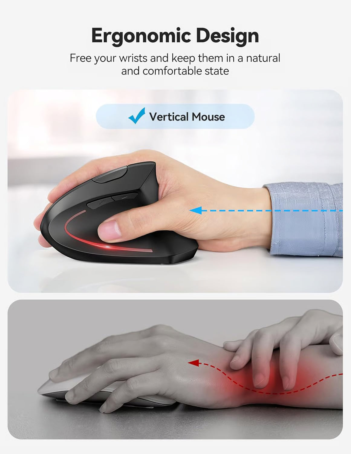 Ergonomic Vertical Wireless Mouse